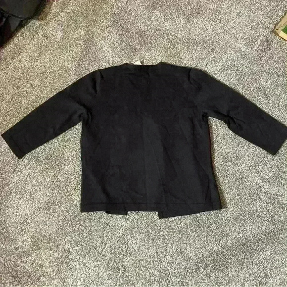 Apostrophe Sweater Womens Petite M Black Cardigan Floral 3/4 Sleeve - Picture 8 of 8